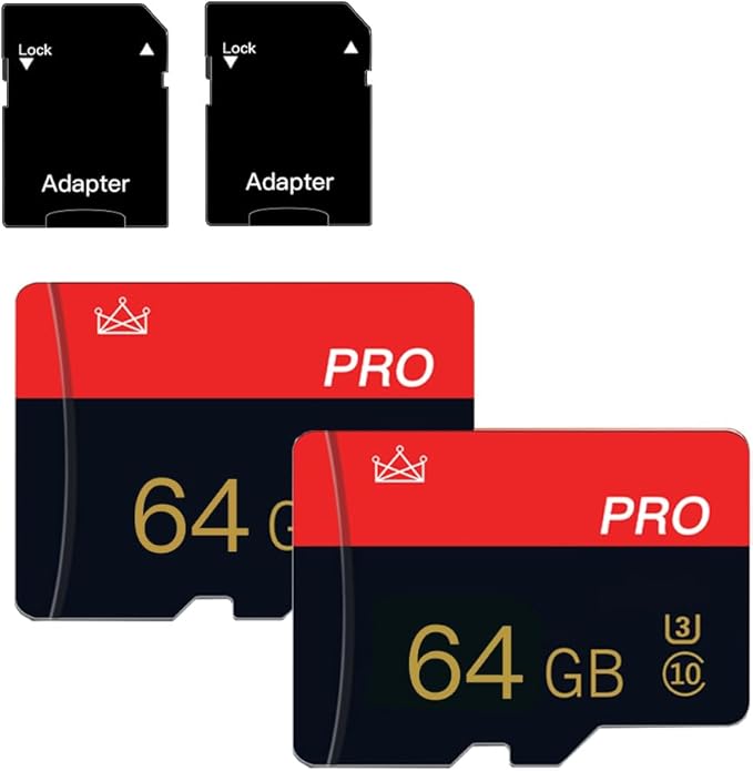 2 Pack Micro Memory Card 64GB Class 10 with Adapter High Speed Memory Card for Tablet,Camera,Drone