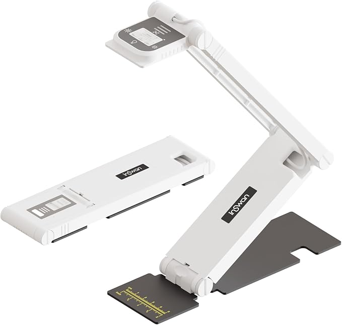 INSWAN INS-Flip 4 4K USB Portable Document Camera/Webcam/Visualiser—13MP Ultra HD, Foldable Design, Auto Focus, Mic, LED, Compatible with Mac OS, Windows, iPad, Chromebook for Distance Learning