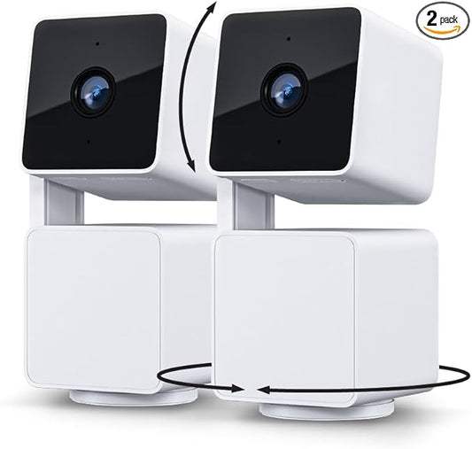 WYZE Cam Pan v3 Indoor/Outdoor IP65-Rated 1080p Pan/Tilt/Zoom Wi-Fi Smart Home Security Camera with Color Night Vision, 2-Way Audio, Compatible with Alexa & Google Assistant, White, 2-Pack