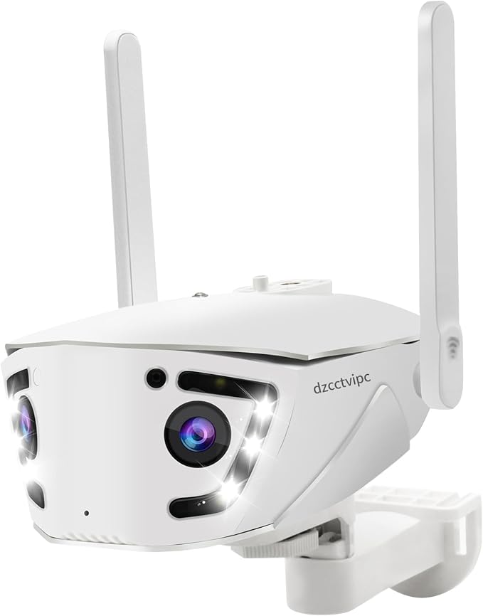 4K/4MP Dual Lens 180-Degree Ultra-Wide Panoramic Angle Outdoor Home Security Smart Bullet IP Camera,Human/Vehicle/Pet Detection,Color Night Vision,2 Way Audio,Dual Band WiFi,24/7 Recording