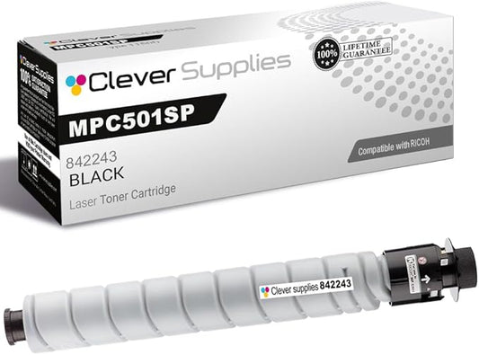 Clever Supplies CS Replacement Compatible with Ricoh MPC501SP Toner Cartridge 842243 to use with MPC501SP (Black, 1-Pack)