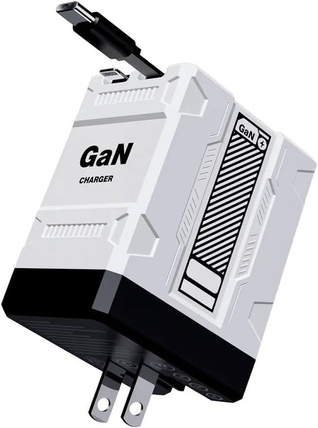 2-in-1 GaN Fast Charger 120w, 2025 Upgraded Retractable Scalable Super Fast Charger Module, Multi-Functional Foldable Charging Adapter Wall Plug for Phone, Tablet, Laptops (White)