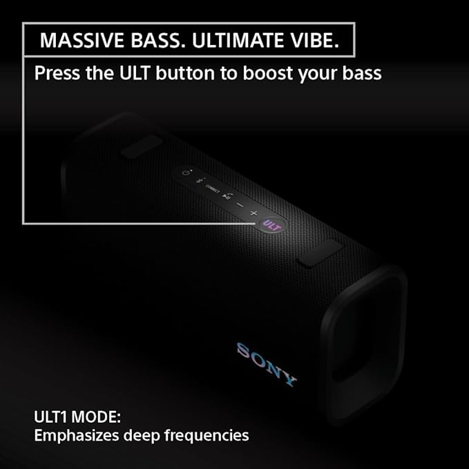 Sony ULT Field 3 Wireless Portable Bluetooth Speaker, IP67 Waterproof, Dustproof, Rustproof, and Shockproof with Enhanced Bass, 24 Hour Battery and Shoulder Strap (SRSULT30H), Forest Gray