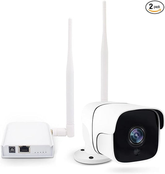 ANJIELO SMART Wireless Bridge Point-to-Point Home Camera Outdoor with 20DBi High-Gain Antenna,2.4G Wi-Fi Bridge HaLow 2MP Camera Supports 3000 feet Outdoor Transmission Distance,Work with Tuya