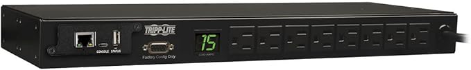 Tripp Lite 1.4kW Single-Phase Monitored PDU with LX Platform Interface, 120V Outlets (8 5-15R), 5-15P, 12ft Cord, 1U Rack-Mount, TAA (PDUMNH15 )