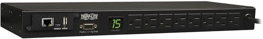Tripp Lite 1.4kW Single-Phase Monitored PDU with LX Platform Interface, 120V Outlets (8 5-15R), 5-15P, 12ft Cord, 1U Rack-Mount, TAA (PDUMNH15 )