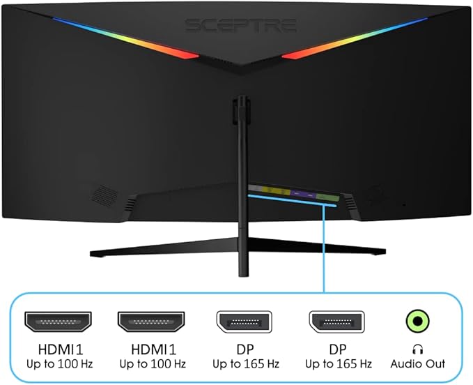 34-Inch Curved Ultrawide WQHD Gaming Monitor 3440 x 1440 R1500 up to 180Hz DisplayPort x2 99% sRGB 1ms, Machine Black 2025 (C345B Series)