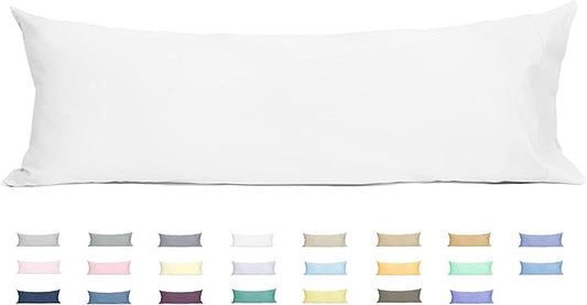 Sunflower Body Pillowcase 100% Cotton Long Pillow Cover/Case Envelope Closure 1 Pack, 21×54 inches White, Soft and Breathable