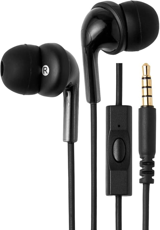 Amazon Basics Wired Earbuds with Microphone, In Ear Headphones, 3.5mm Jack, 4.2 ft long cable, S/M/L Ear Tips, Black