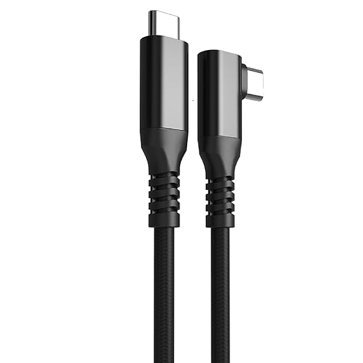 VR Streaming Link Cable Compatible for Oculus Quest, Virtual Reality Headset Cable Angle USB 3.2 Gen1 C-C High-Speed Data Transfer, Fast Charging Cord, 15FT (Black-Braided)