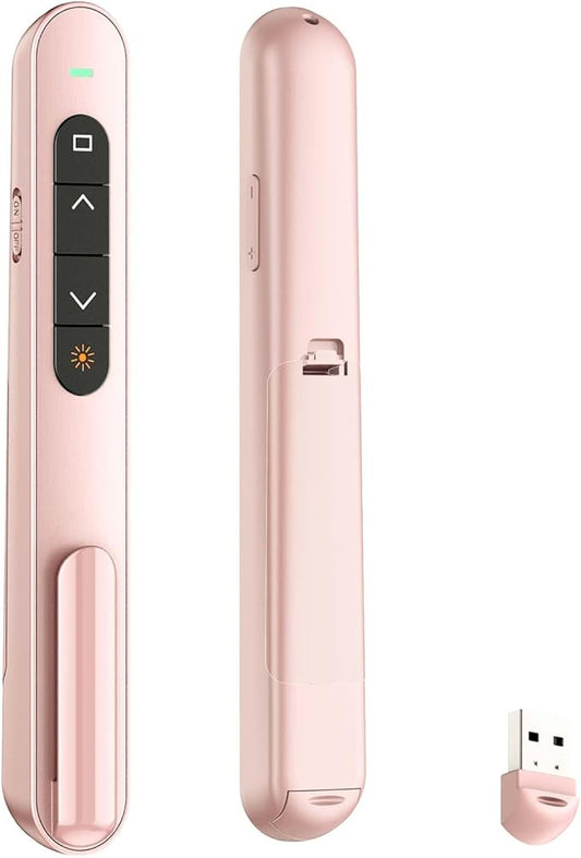 QUI Presentation Clicker for PowerPoint, RF 2.4GHz USB Wireless Presenter Remote with Volume Control, PowerPoint Clicker Slide Advancer for Mac, Windows, Laptop, Keynote