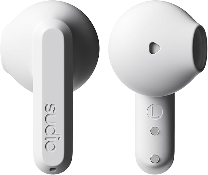Sudio A3 All-Day Wireless Earbuds – 25H Playtime, Bluetooth 5.4, Sweat & Splashproof, Balanced Sound, Clear Calls with Enhanced Mics, USB-C Charging, Made from Recycled Plastics (White)