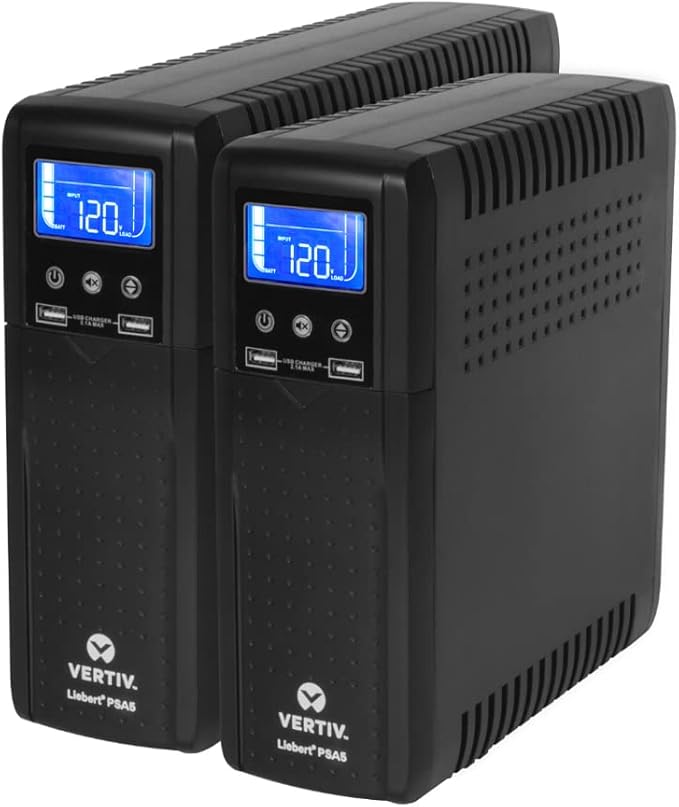 Vertiv Liebert PSA5 UPS - 700VA 420W 120V Line Interactive AVR Tower UPS, 10 outlets, 2 USB Charging Ports, Battery Backup with Surge Protection, 3 year warranty, Energy Star Certified (PSA5-700MT120)