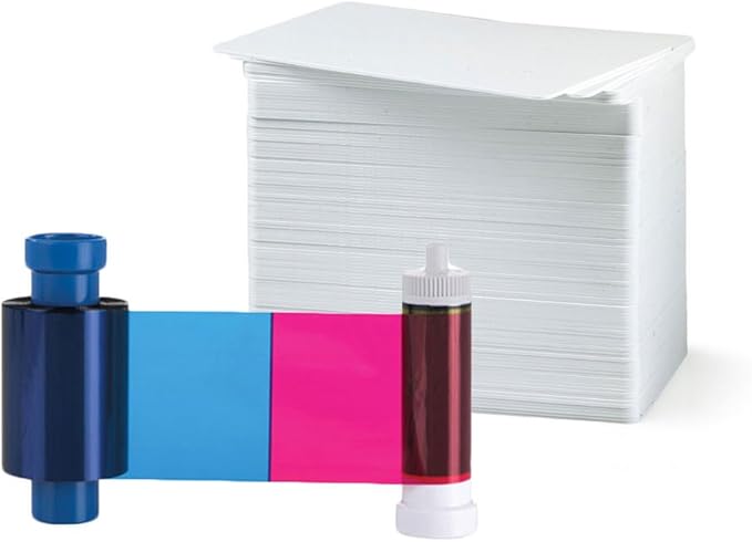 Magicard MA100YMCKO Color Ribbon - YMCKO - 100 Prints with Bodno Premium CR80 30 Mil Graphic Quality PVC Cards - Qty 100