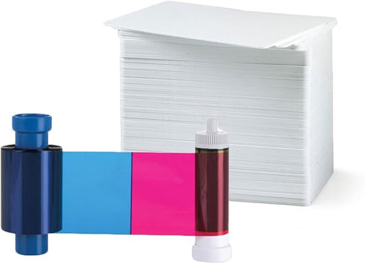 Magicard MA100YMCKO Color Ribbon - YMCKO - 100 Prints with Bodno Premium CR80 30 Mil Graphic Quality PVC Cards - Qty 100