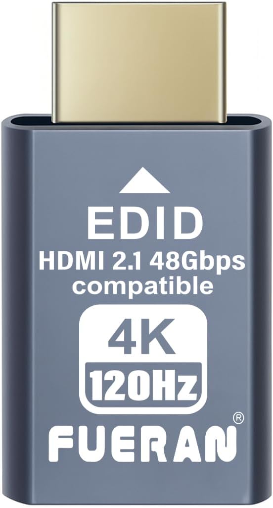 4K 120Hz HDMI 2.1 Dummy Plug – High-Resolution Virtual Display Emulator for PC, VR Headsets & Cryptocurrency Mining EDID Headless Ghost Display Adapter