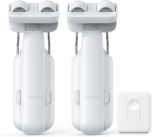 2025 Automatic Curtain Opener 3 Rod-Bluetooth Remote Control, WiFi&Smartphone Control, Upgraded High-Performance, Add Hub to Compatible with Alexa, Google Home, HomeKit (2025 Curtain Opener*2&Remote)