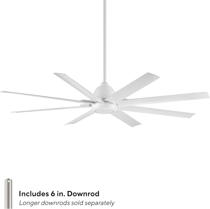 WAC Smart Fans Mocha XL Indoor and Outdoor 8-Blade Ceiling Fan 66in Matte White with Remote Control works with Alexa and iOS or Android App (NO LED LIGHT KIT)