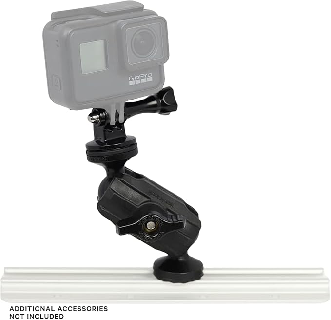 YakAttack Articulating Camera Mount | 5.5" Tall with ScrewBall Base | Compatible with GoPro & 1/4-20 | Low-Profile Adjustable Track Mount for Kayaks | Made in USA