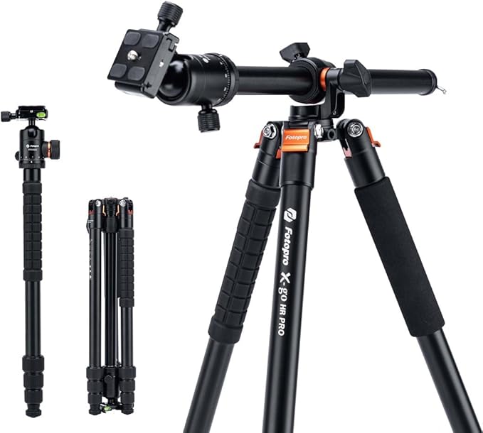 Fotopro 68 inch Camera 360 Horizontal Tripod Monopod with Center Column and Ball Head, Overhead Camera Tripod Mount for DSLR Camera, Video Camcorder, for Travel and Work