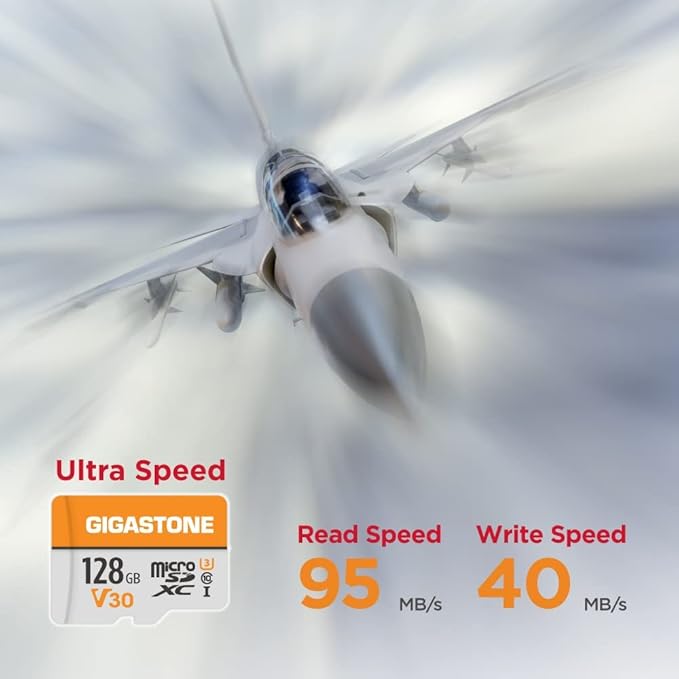 GIGASTONE 128GB Micro SD Card 2-Pack, A1 V30 4K Video Recording, Compatible with Security Camera, Dash cam, Drone, 95MB/s MicroSDXC Memory Card UHS-I Class 10, with 2 SD Adapter