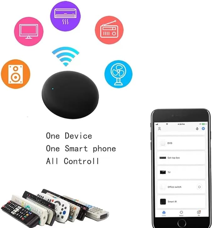 Tuya Smart WiFi IR Remote Control for TV DVD Air Conditioner AUD,All in One Infrared Universal Remote Controller,Compatible with Alexa Google Home (Black IR)