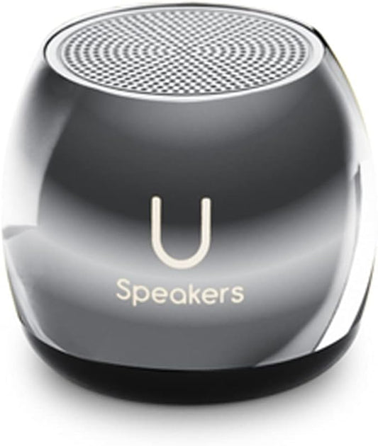 Fashionit U Micro - Small Bluetooth Speaker | Coin-Sized Speakers Bluetooth Wireless with Built-in Mic & Remote Shutter | Portable Rich Sound for Travel, Shower, Beach | Mirror Hematite