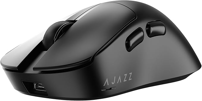 AJ179 V2 Triple Mode (2.4G/Wired/Bluetooth 5.2) Gaming Mouse, 12000 DPI, 56g Ultra-Light, Programmable 6 Buttons, 1000Hz Polling Rate, Ergonomic Right-Hand Design for Computer Laptop PC, Black