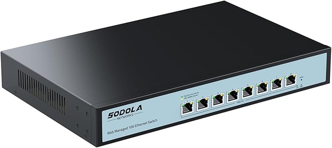 8 Port 10Gb Easy Web Managed Switch, 8 x 10G RJ-45 Ports, 160Gbps Bandwidth, Support LACP, VLAN, QoS, 10G/5G/2.5G/1000M/100M Auto-Negotiation, Multi-Gigabit Managed Ethernet Switch