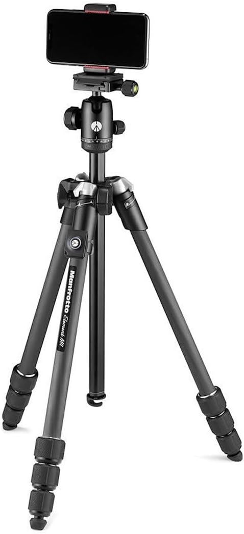 Manfrotto Element MII Mobile Bluetooth MKELMII4BMB-BH, Lightweight Aluminium Travel Tripod, with Carry Bag, Arca-Compatible Ball Head, Load up 8kg, for DSLRs, CSCs, Compact Cameras and Smartphones