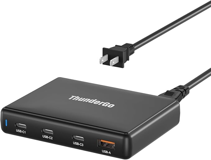 140W GaN Charger, 4-Port USB C Fast Charging Block (3C PD/1A QC), 100W Max Single Port Output for MacBook Pro/Air, iPhone 16/15/14, iPad Pro, Samsung Galaxy, Laptops & More