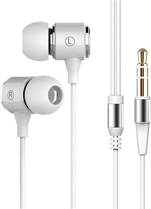 Long Cord Wired Earbuds no Microphone Headphones Watching tv with Extra Noise isolating Blocking bass Ear Buds Without mic Corded Length Earphones
