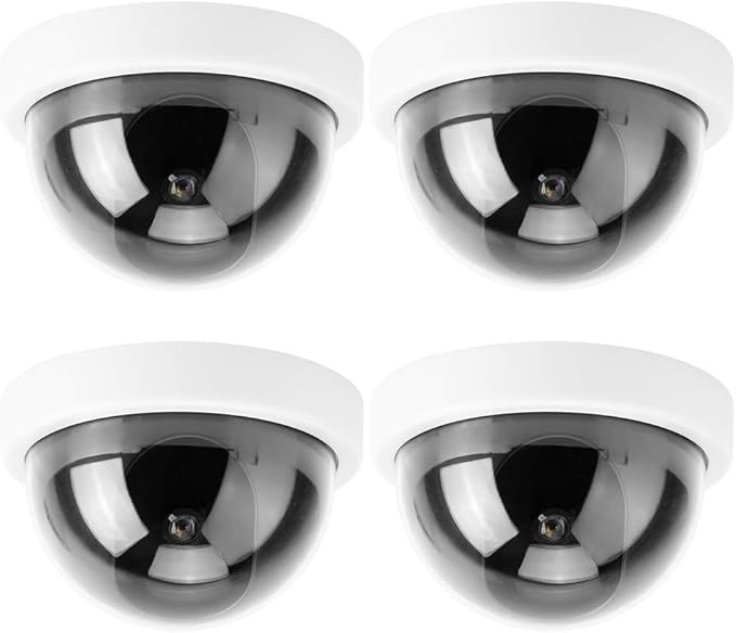 Security Camera Dummy Fake Cameras Outdoor,Blink Outdoor Camera Dummy Security Cameras,Surveillance Cameras 4Pcs Dome Simulation Camera CCTV Dummy Fake Security Camera with Flashing Led Light(White)