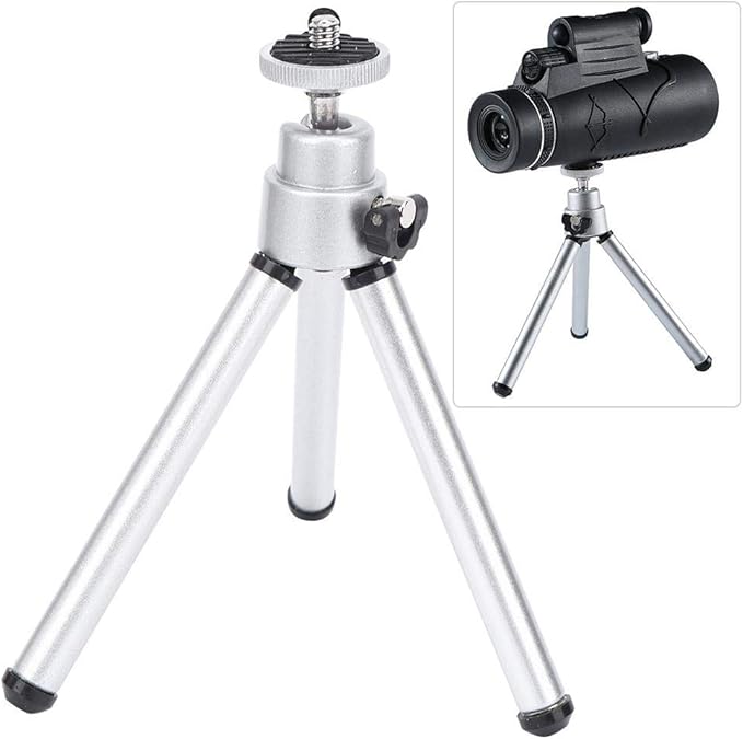 Keenso 3Pcs Universal Foldable Aluminium Alloy Stoving Varnish Mini Antishake Telescopic Tripod Telescoping Tripod Stand Monocular Telescope Camera Tripod