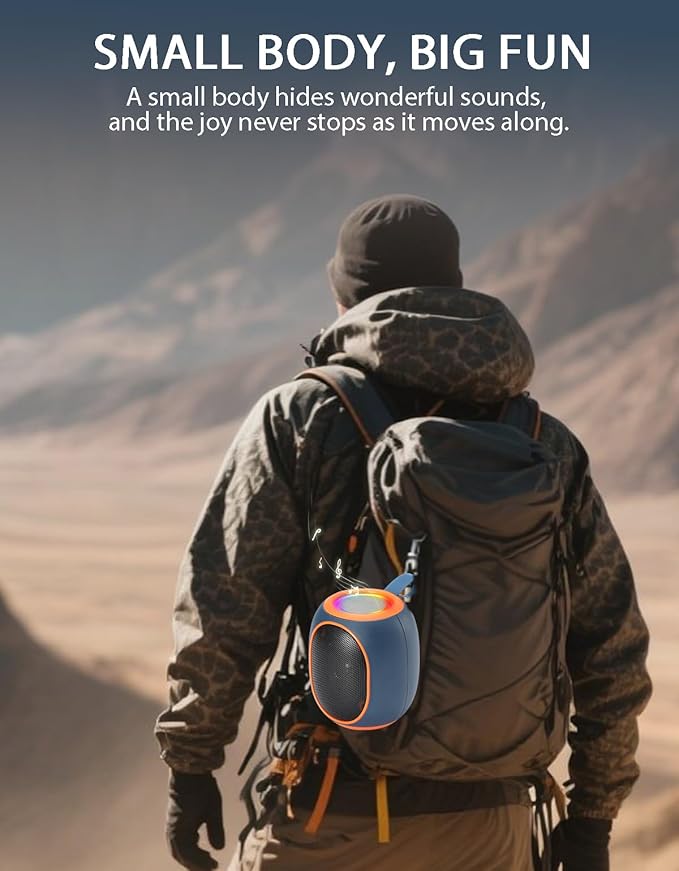 WS-338 Mini Bluetooth Replica Speaker – Portable HD Sound with LED Ring Light, Built-in Microphone, USB/TF Support, Surprise Gift for Music Lovers(Blue Orange)