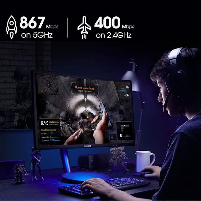 1300Mbps USB 3.0 Wireless WiFi Adapter for PC, USB Wi-Fi Dongle AC Mini Network Adapters 802.11ac 2.4GHz/5GHz Built-in Antenna for Windows 11/10/7/8/8.1/XP Mac OS 10.15 and Below