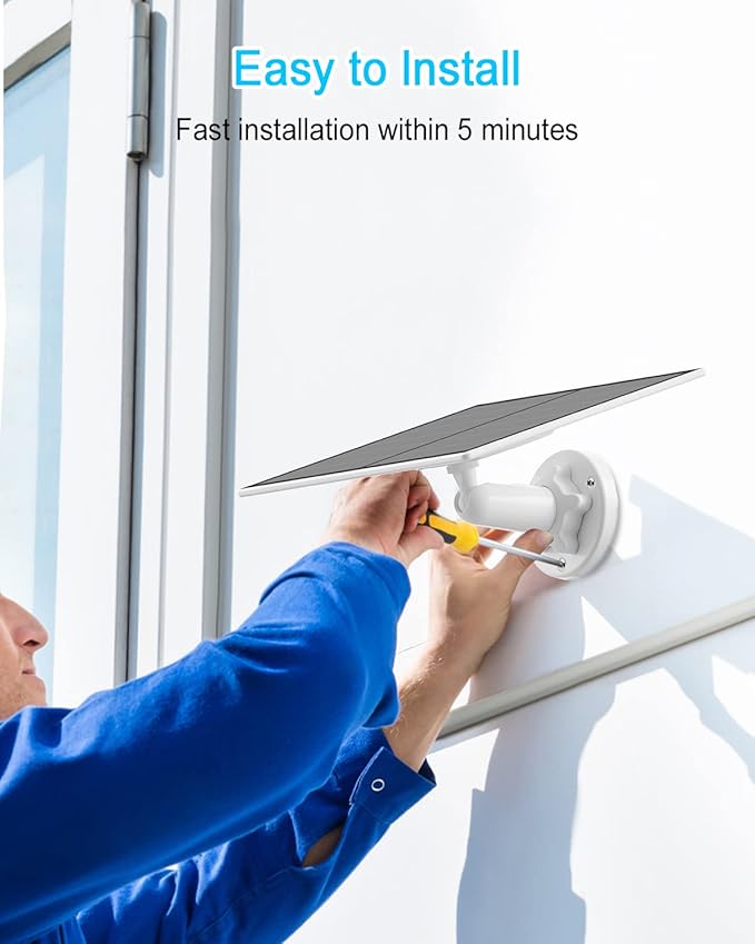 ANRAN 3W Solar Panel with 3M Micro USB & Type-C Port Cable, Compatible with Rechargeable Battery Powered Security Cameras CCTV Cameras, IP65 Waterproof, 360°Adjustable Mounting, Outdoor