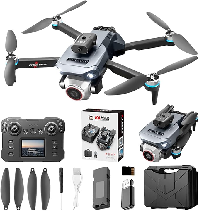 Drone with Screen on Controller, Camera Drones for Adults Beginners, Foldable RC Quadcopter with Screen Remote Controller, Brushless Motor, Auto Return, Headless Mode