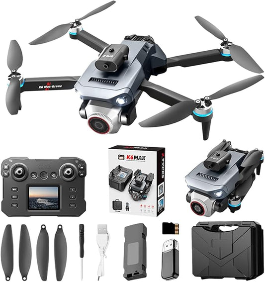 Drone with Screen on Controller, Camera Drones for Adults Beginners, Foldable RC Quadcopter with Screen Remote Controller, Brushless Motor, Auto Return, Headless Mode