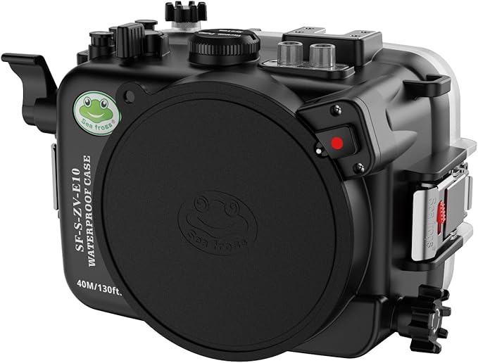 Sea frogs Camera Housing Compatible with Sony ZV-E10 with FE 90mm F2.8 G OSS Lens,Waterproof IPX8 Rated, 40m/130ft Depth Protection Underwater Camera Case, Ideal for Diving, Surfing, Rowing