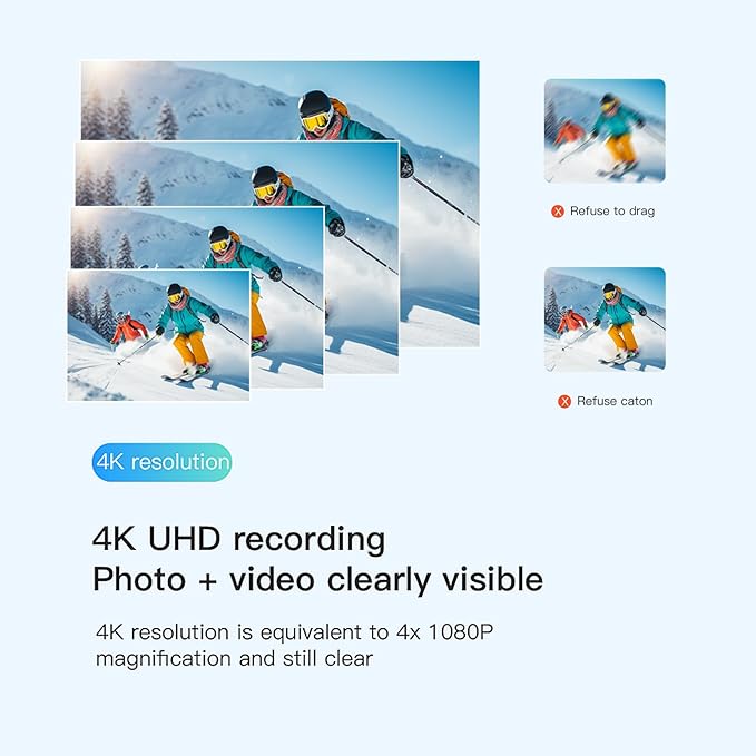 H8 64GB 4K Thumb Action Camera, Mini Body Cameras, Wearable Pocket Vlogging Camera, Multiple Accessory Mount Anywhere Small Portable Hands-Free Helmet Cam for Work, Cycling, Travel, Pet Walking(White