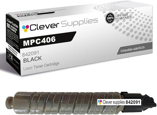 Clever Supplies CS Replacement Compatible with Ricoh C306 MPC406 Toner Cartridge 842091 to use with MPC306 MPC307 (Black, 1-Pack)