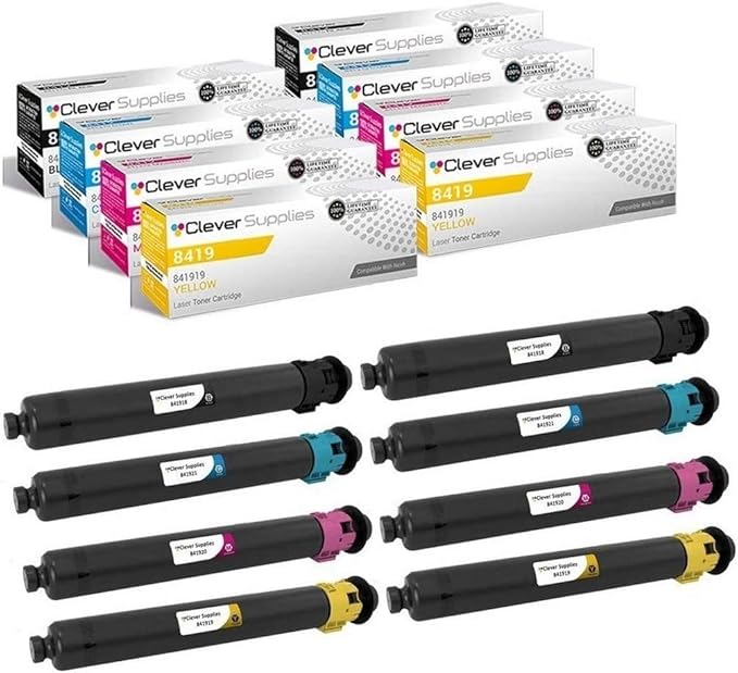 CS Replacement Toner Cartridge Compatible with Ricoh C2003 841918 Black 841921 Cyan 841920 Magenta 841919 Yellow Color Laser Aficio MP C2003 Aficio MP C2003 Plus Aficio MP C2004 8 Color Set