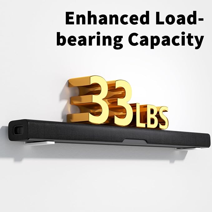 suptek Soundbar Wall Mount Shelf – Wall Mount Bracket for Sony, Samsung, Vizio, LG, Sonos Sound Bars – Under TV Mounting, Space-Saving Design, White (SBR001GDSW)