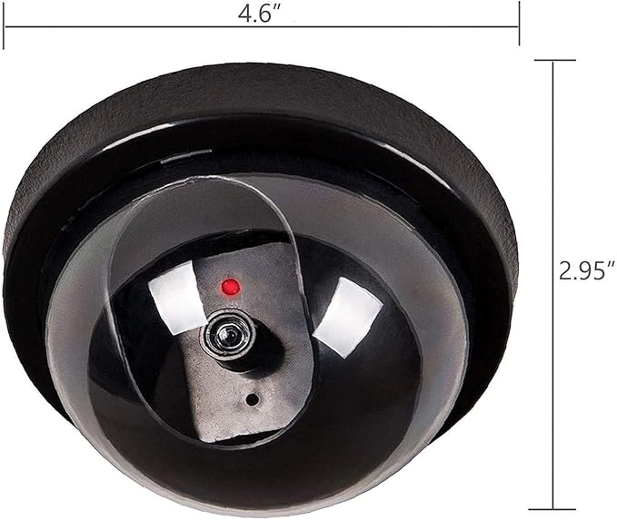 WALI Dummy Fake Security CCTV Dome Camera with Flashing Red LED Light with Security Alert Sticker Decals (SD-6), 6 Packs, Black