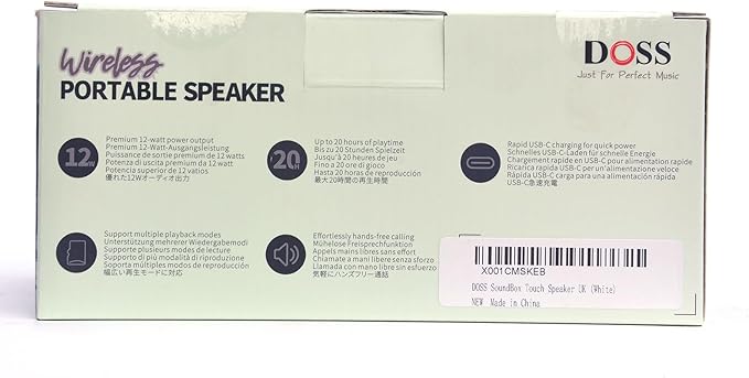 DOSS SoundBox Touch Wireless Bluetooth Speaker with 12W HD Sound and Bass, IPX5 Water-Resistant, 20H Playtime, Handsfree, Portable for Office, Home, Outdoor, Travel-Pink