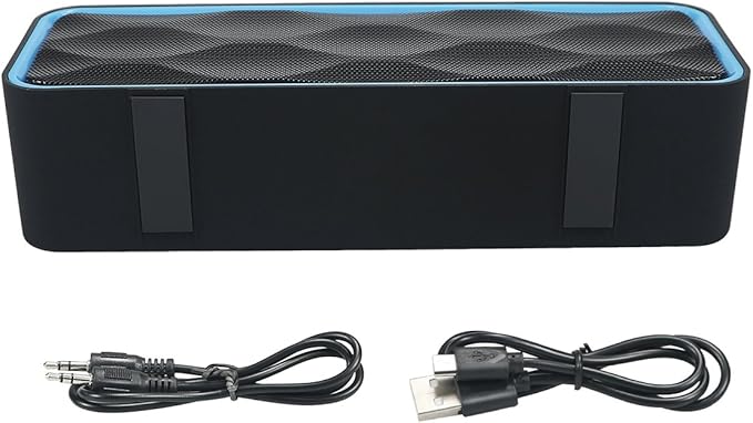 Wireless Bluetooth Speaker with AUX/USB/TF Card Slot, Outdoor Portable Stereo Speaker with HD Audio, Enhanced Bass, Dual-Driver, Handsfree Calling, FM Radio for Travel, Party (Blue)