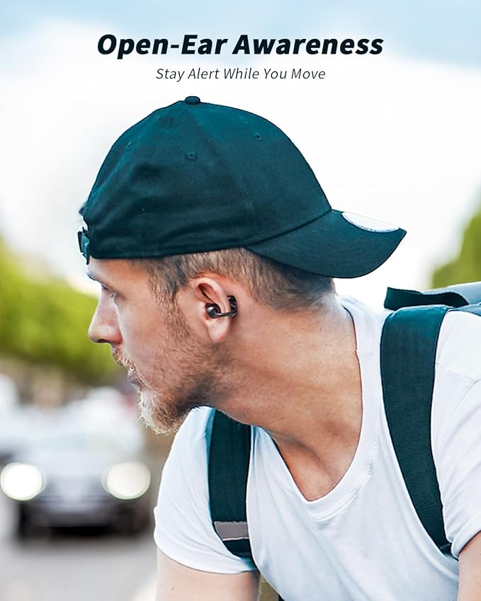Bone Conduction Headphones, Bluetooth 5.4 Clip On Earbuds, Lightweight 5g Open Ear Headphones, AI Music Generator, IP68 Waterproof Sport Earphones for Workouts and Daily Use