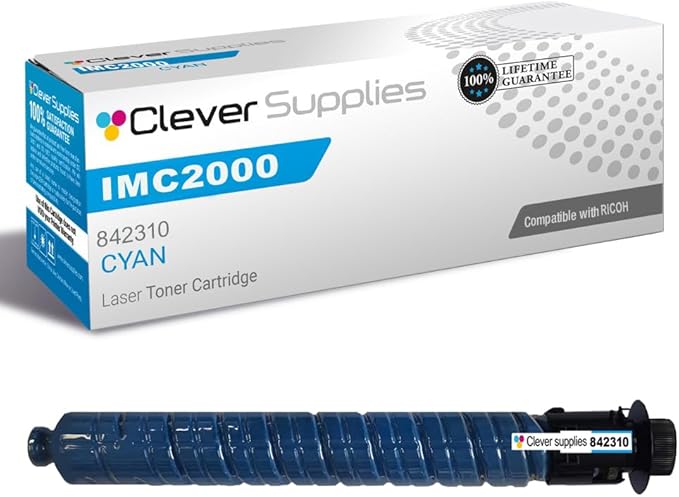 Clever Supplies CS Replacement Compatible with Ricoh IMC2000 Toner Cartridge 842310 to use with IM C2000 IM C2500 (Cyan, 1-Pack)
