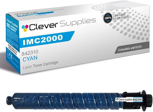 Clever Supplies CS Replacement Compatible with Ricoh IMC2000 Toner Cartridge 842310 to use with IM C2000 IM C2500 (Cyan, 1-Pack)